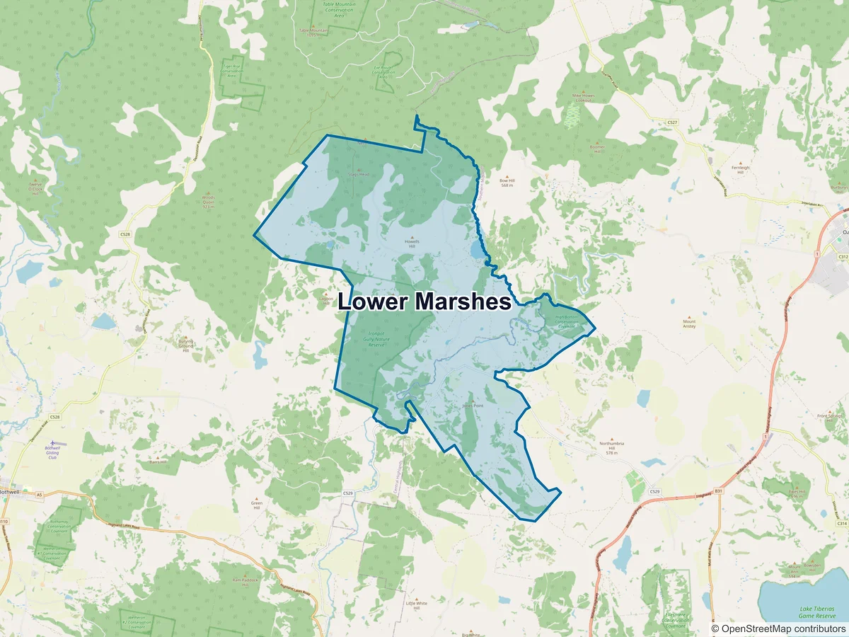 Map of Lower Marshes, TAS, Australia