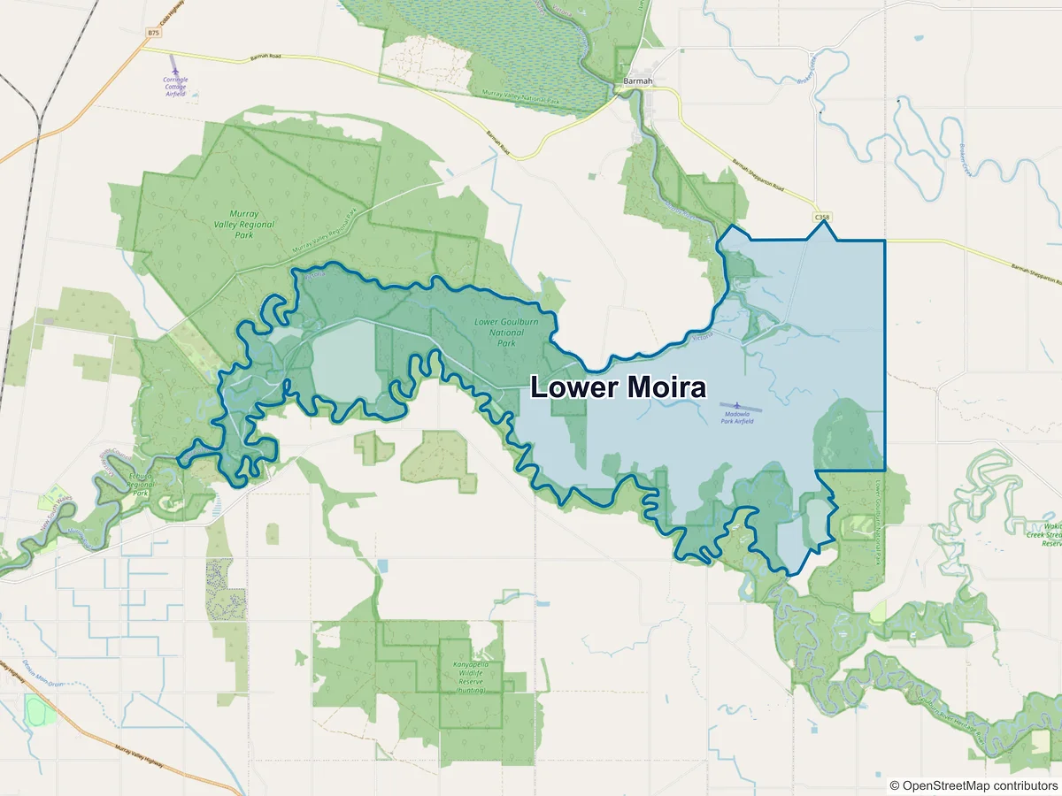 Map of Lower Moira, VIC, Australia