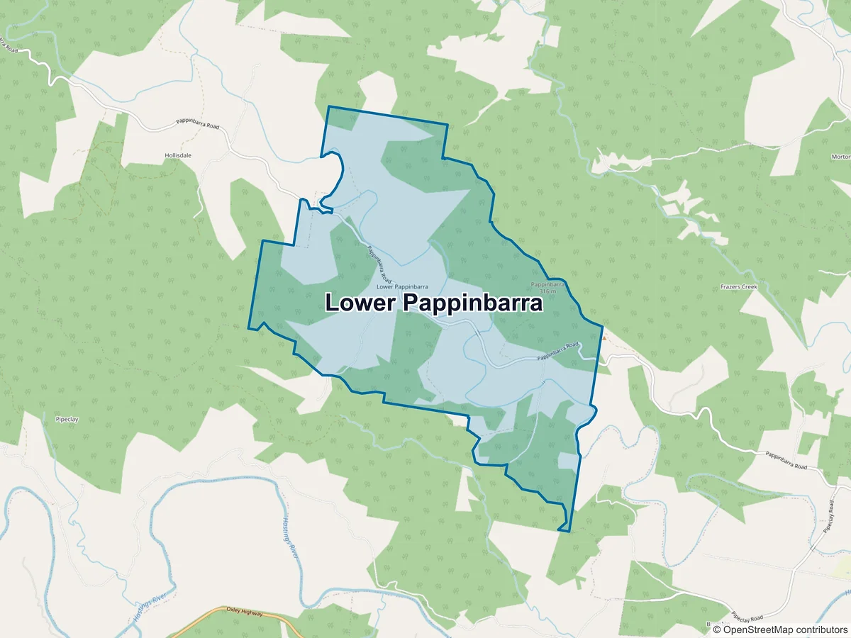 Map of Lower Pappinbarra, NSW, Australia