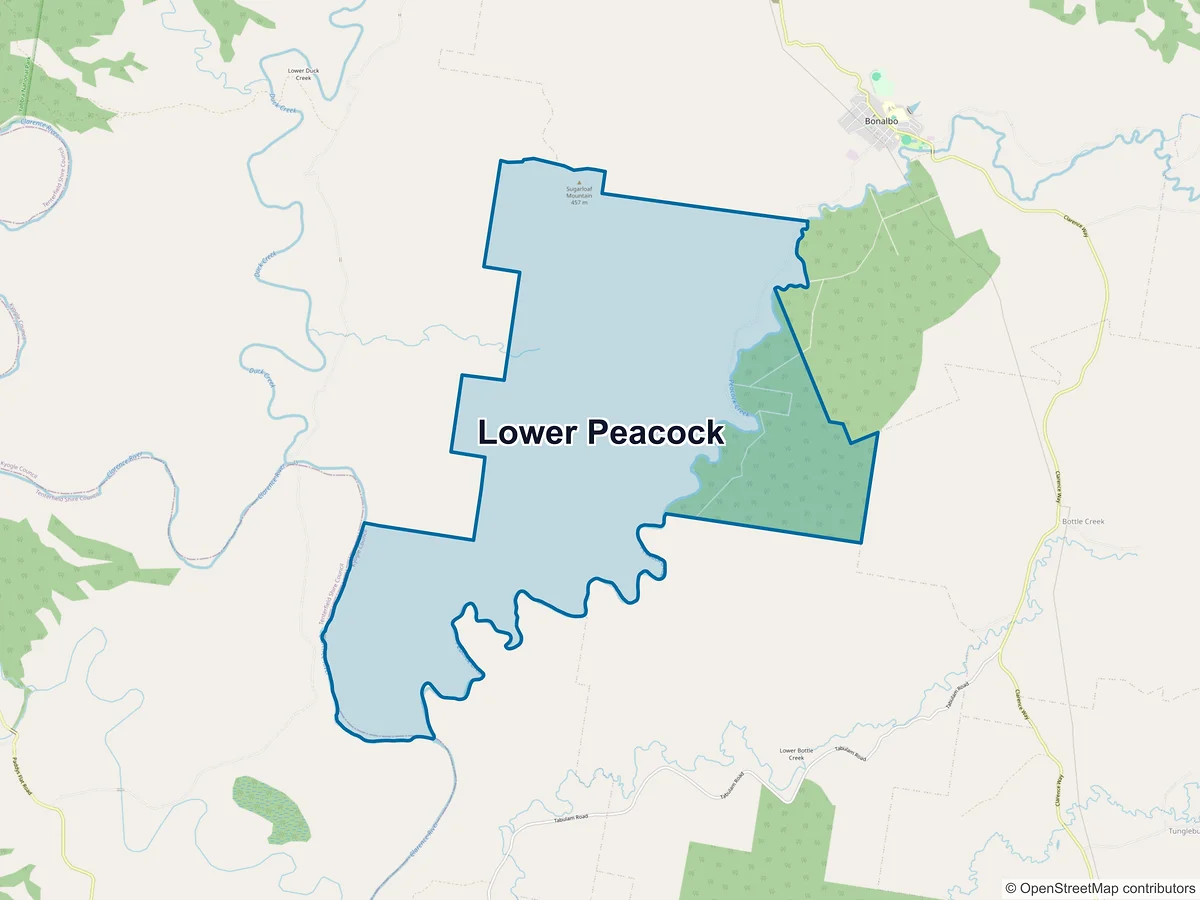 Map of Lower Peacock, NSW, Australia