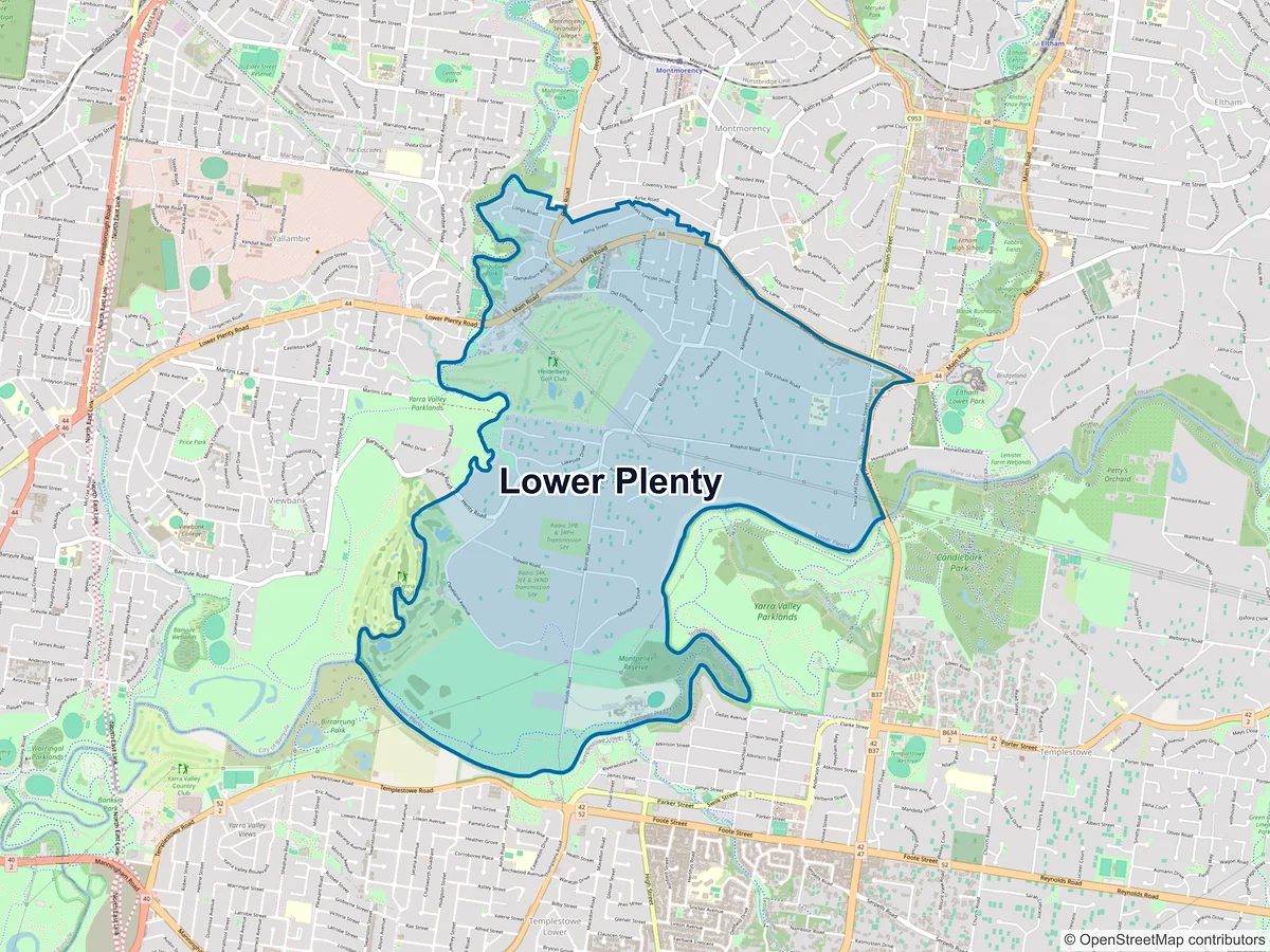 Map of Lower Plenty, VIC, Australia