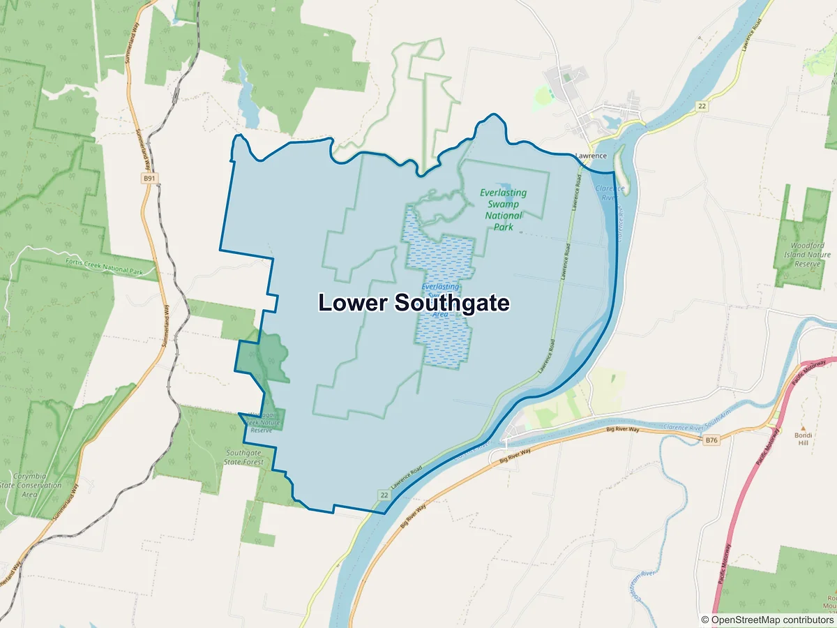 Map of Lower Southgate, NSW, Australia