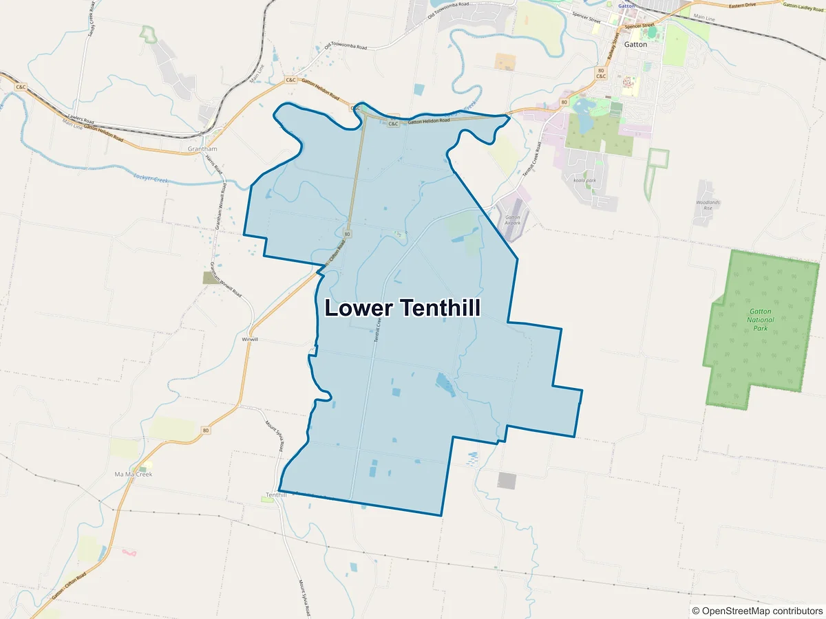 Map of Lower Tenthill, QLD, Australia