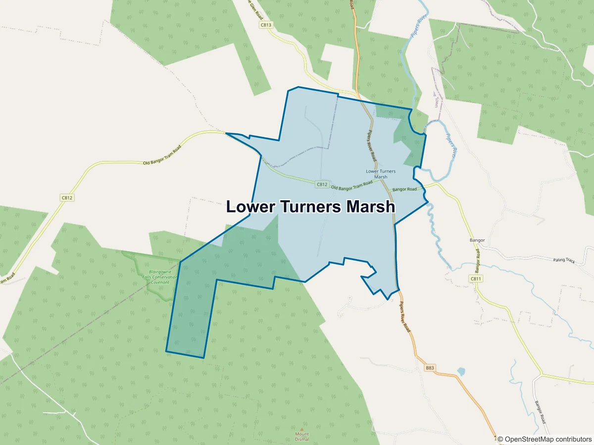 Map of Lower Turners Marsh, TAS, Australia