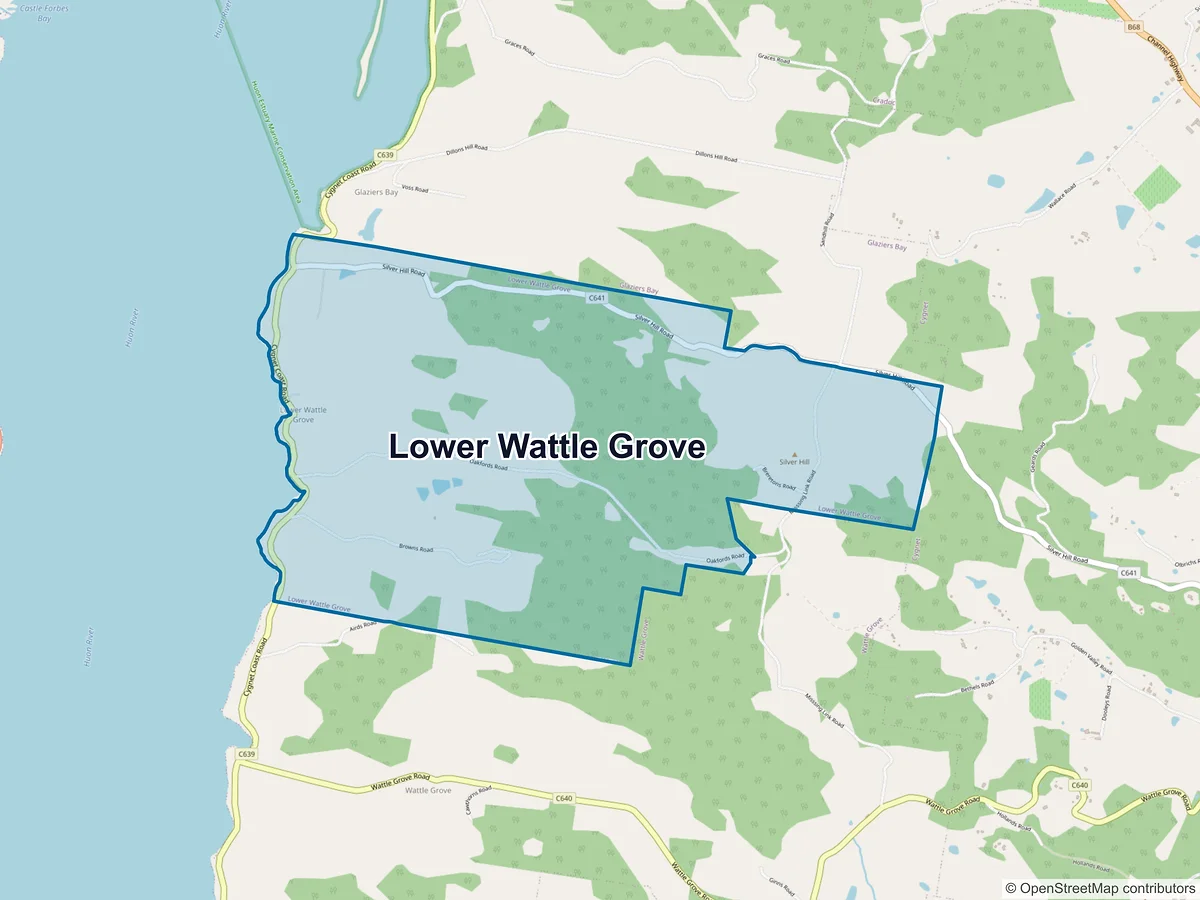 Map of Lower Wattle Grove, TAS, Australia