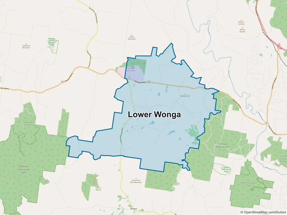 Map of Lower Wonga, QLD, Australia