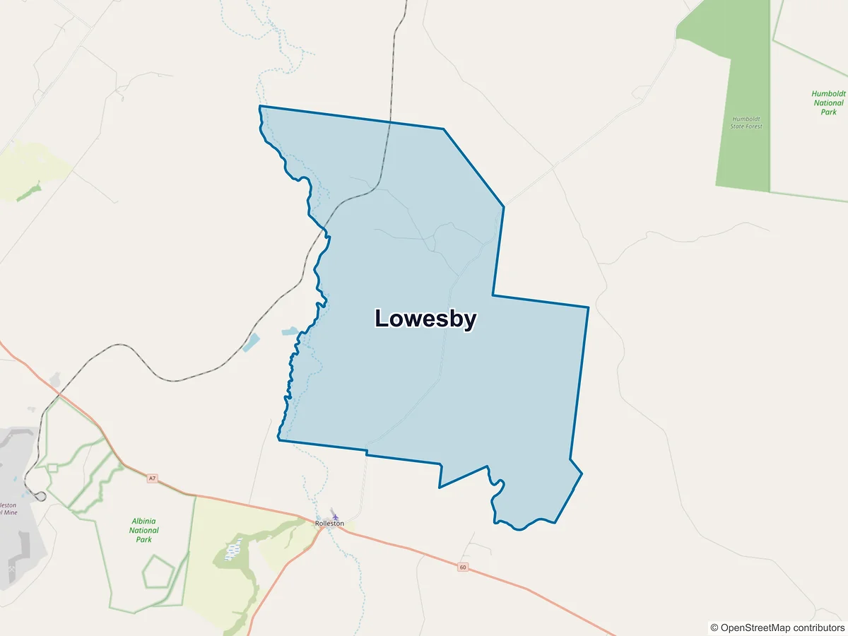 Map of Lowesby, QLD, Australia