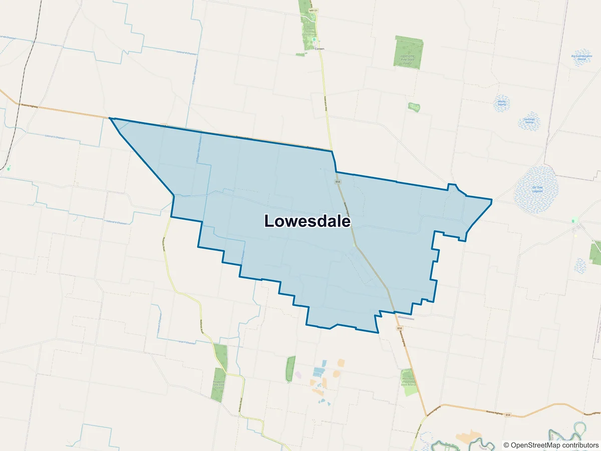 Map of Lowesdale, NSW, Australia