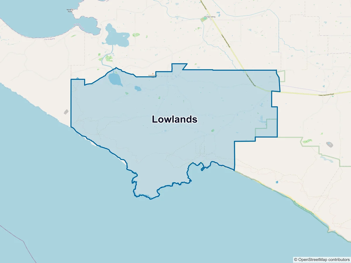 Map of Lowlands, WA, Australia