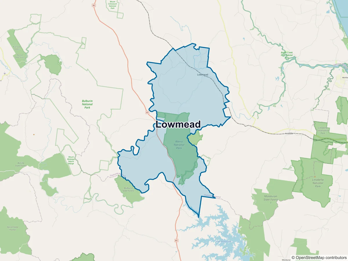 Map of Lowmead, QLD, Australia