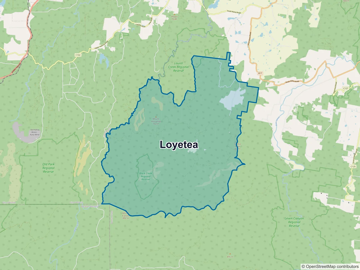 Map of Loyetea, TAS, Australia
