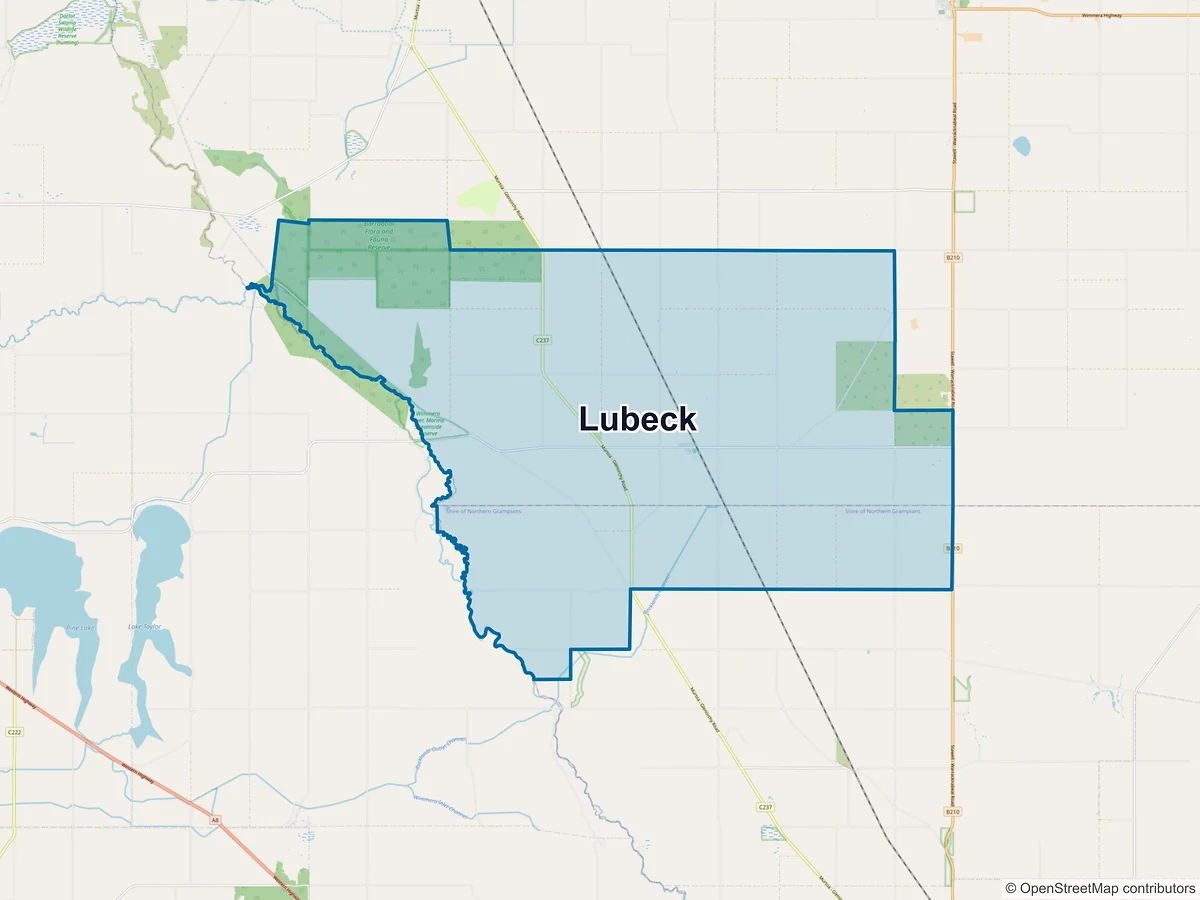 Map of Lubeck, VIC, Australia