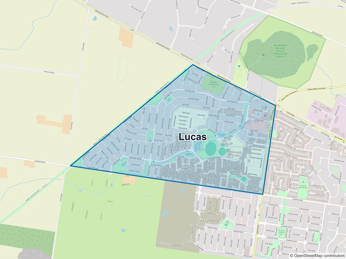 Map of Lucas, VIC, Australia