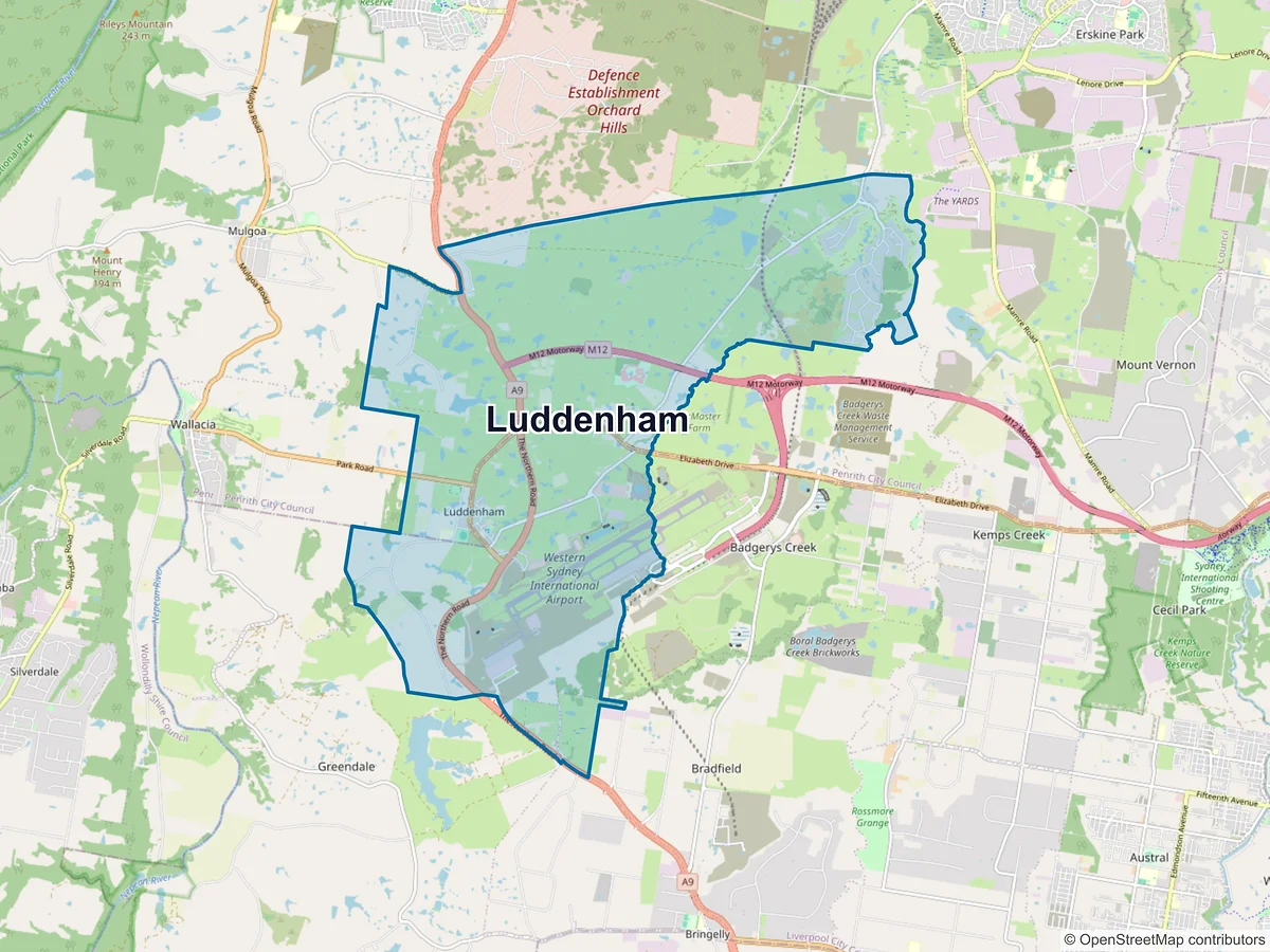 Map of Luddenham, NSW, Australia
