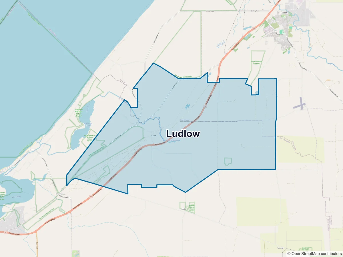 Map of Ludlow, WA, Australia