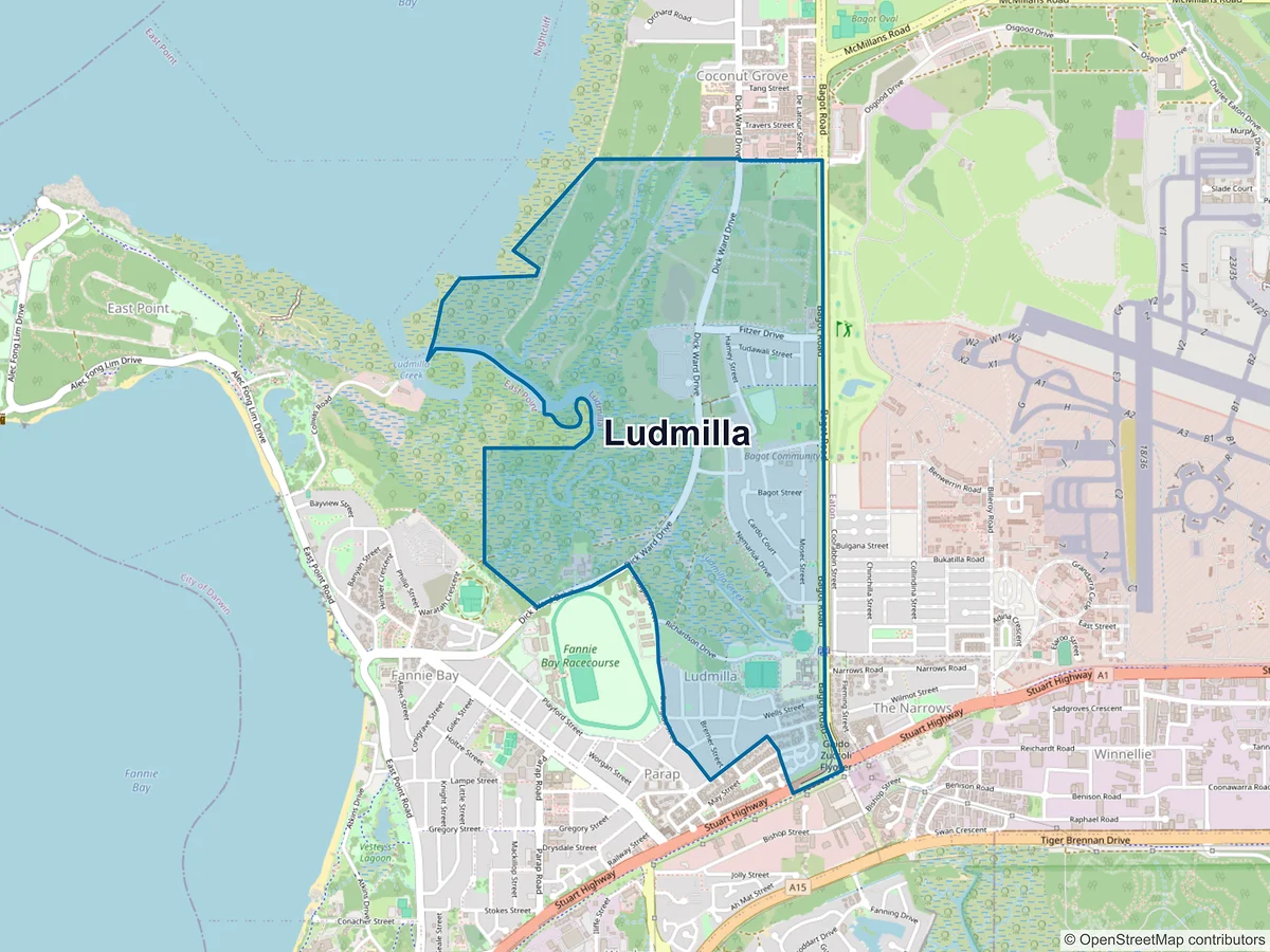 Map of Ludmilla, NT, Australia