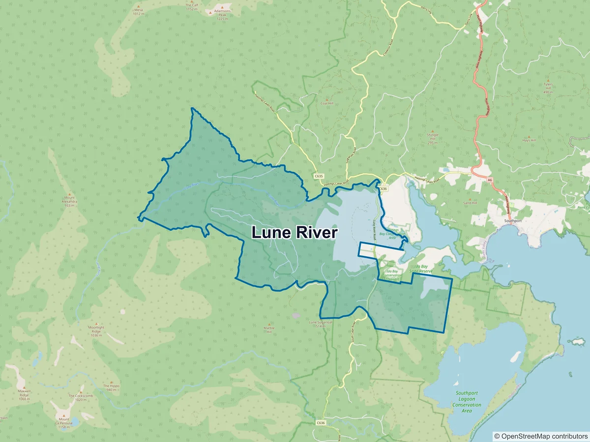 Map of Lune River, TAS, Australia