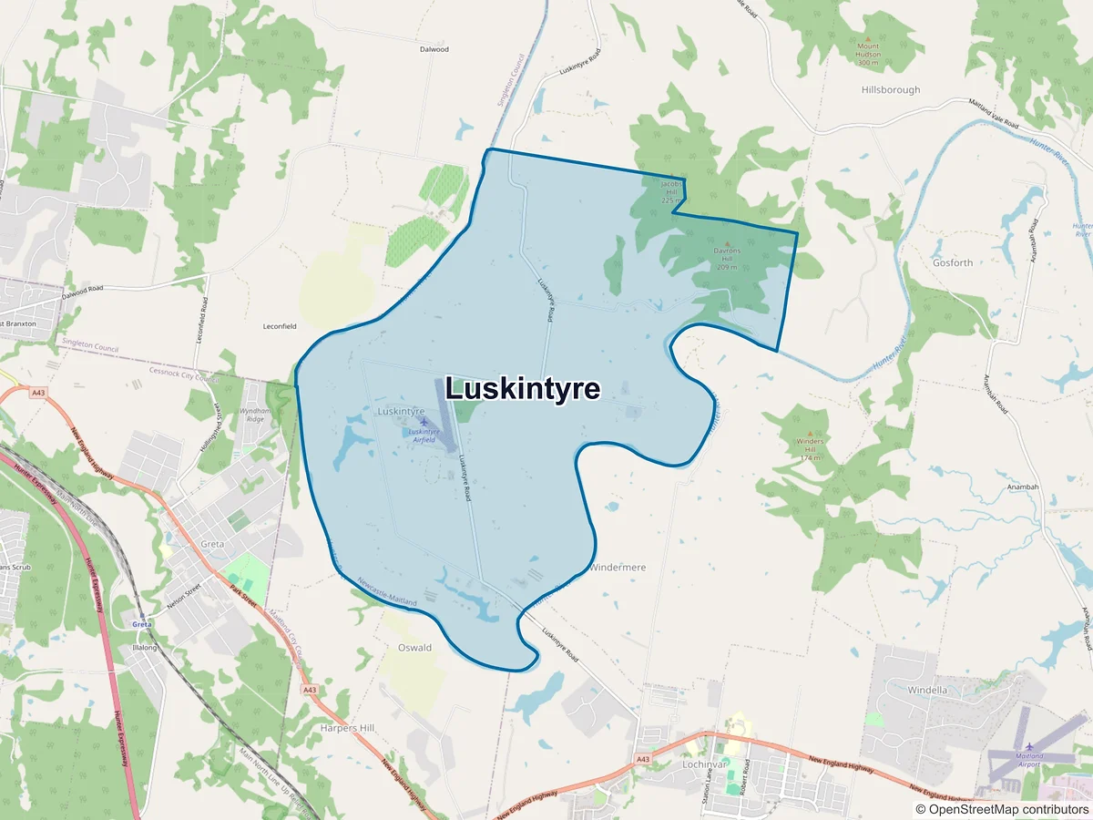 Map of Luskintyre, NSW, Australia