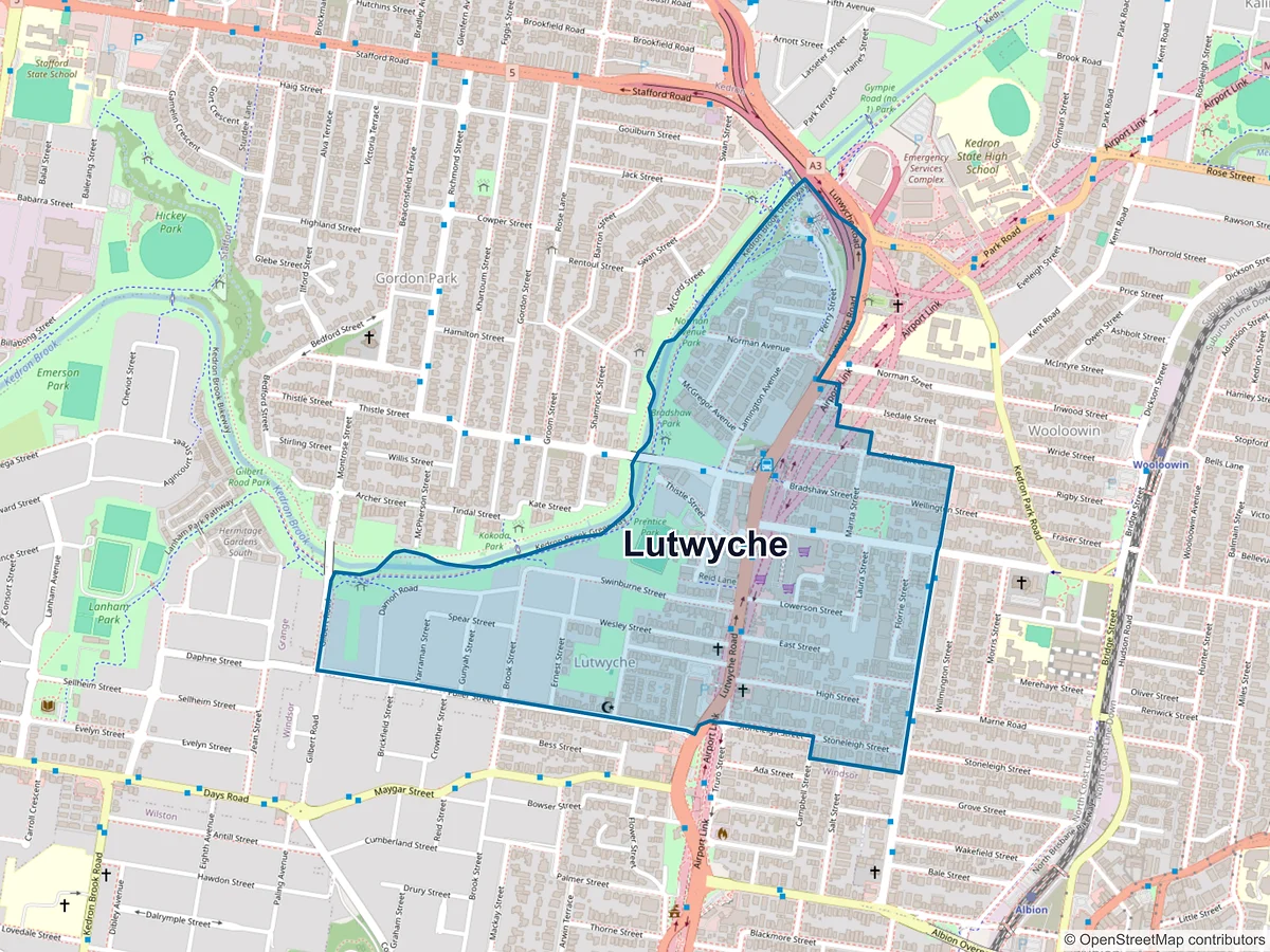 Map of Lutwyche, QLD, Australia
