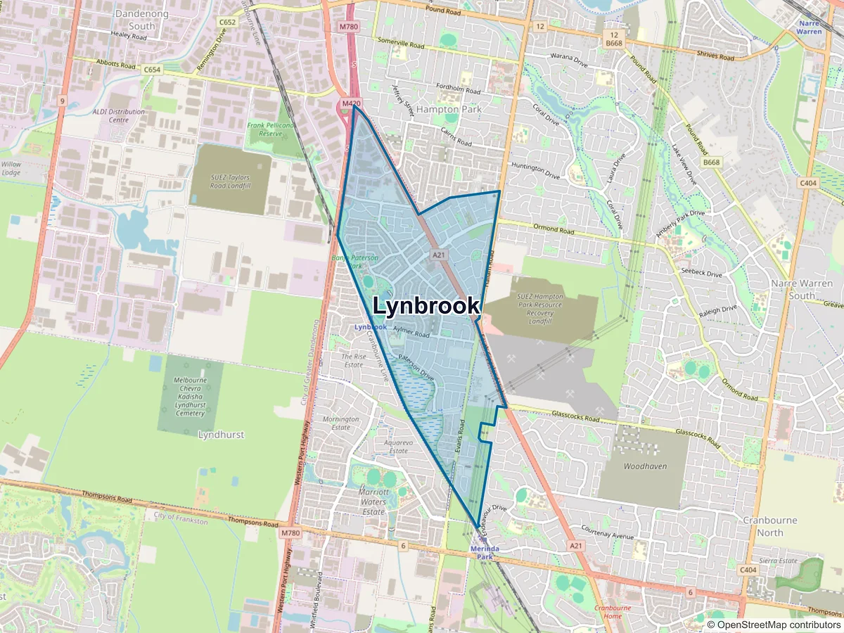 Map of Lynbrook, VIC, Australia