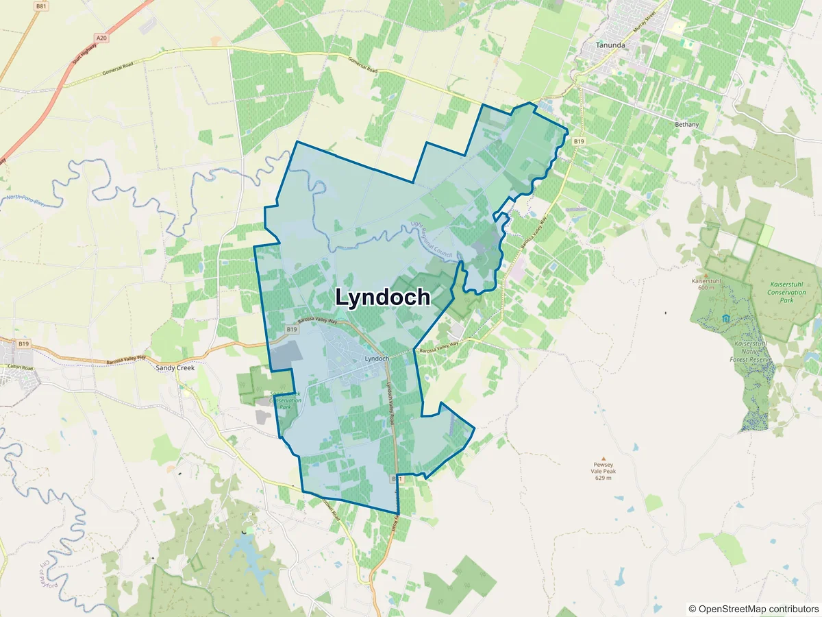 Map of Lyndoch, SA, Australia