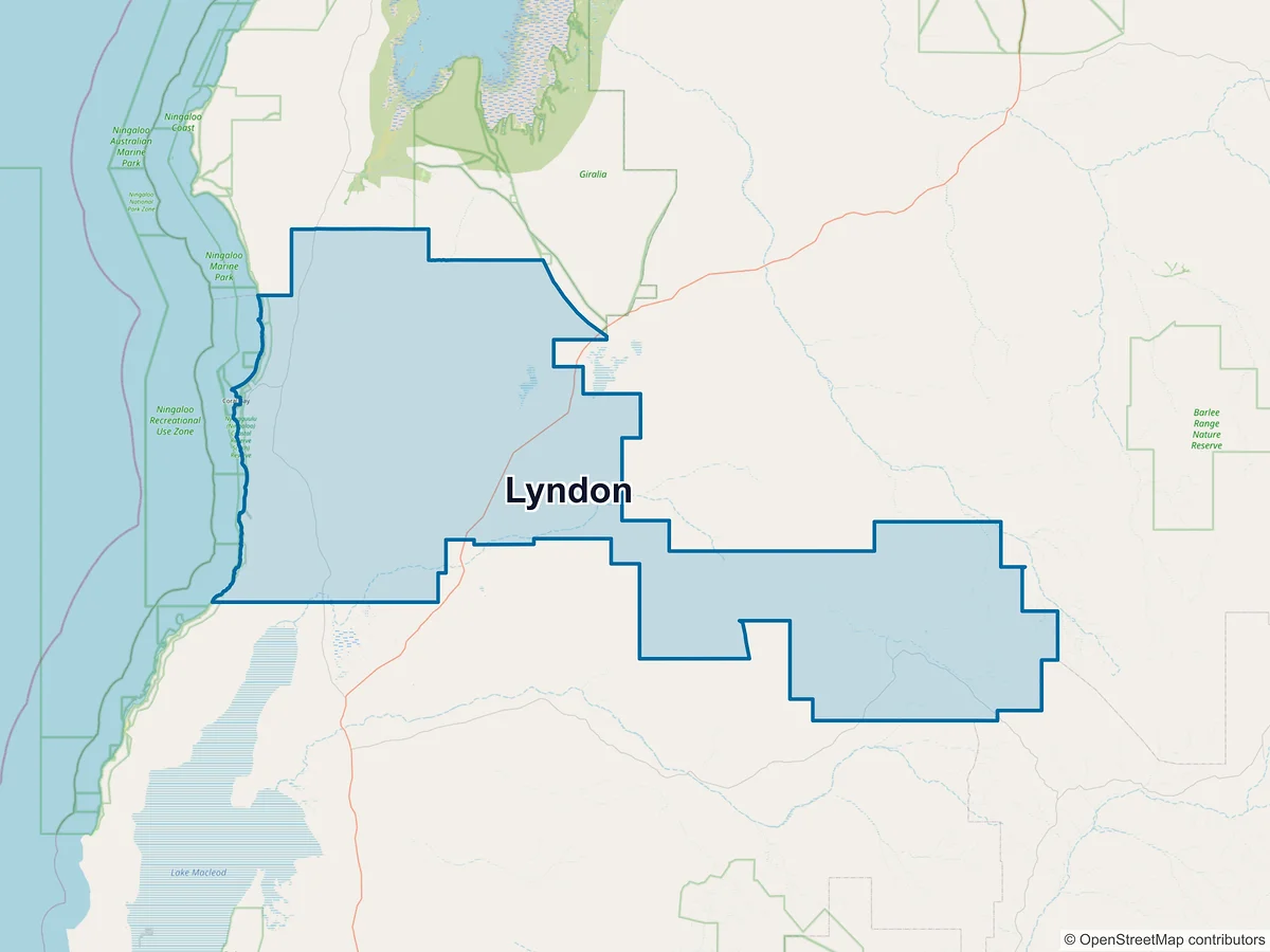 Map of Lyndon, WA, Australia