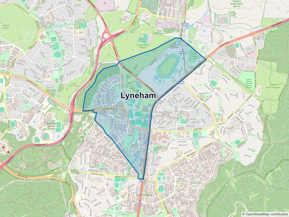 Map of Lyneham, ACT, Australia