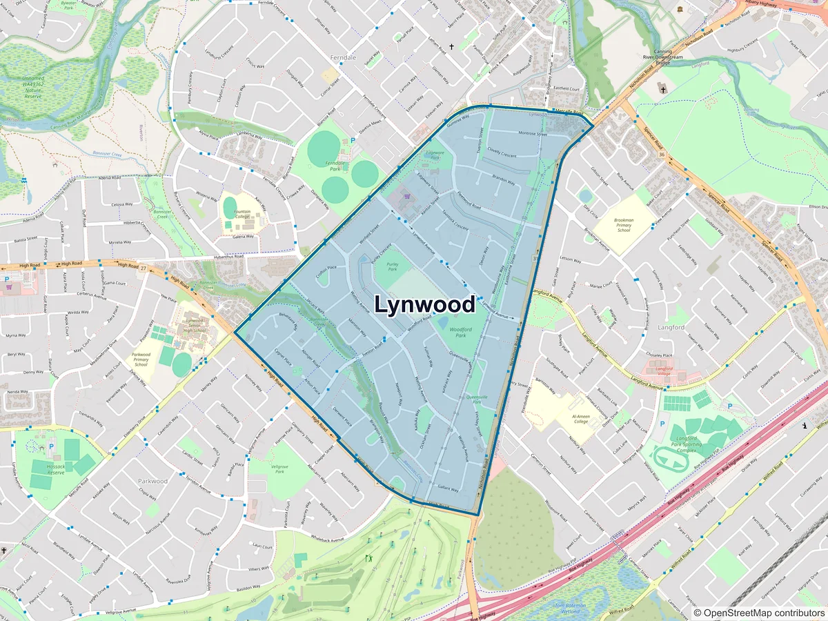 Map of Lynwood, WA, Australia