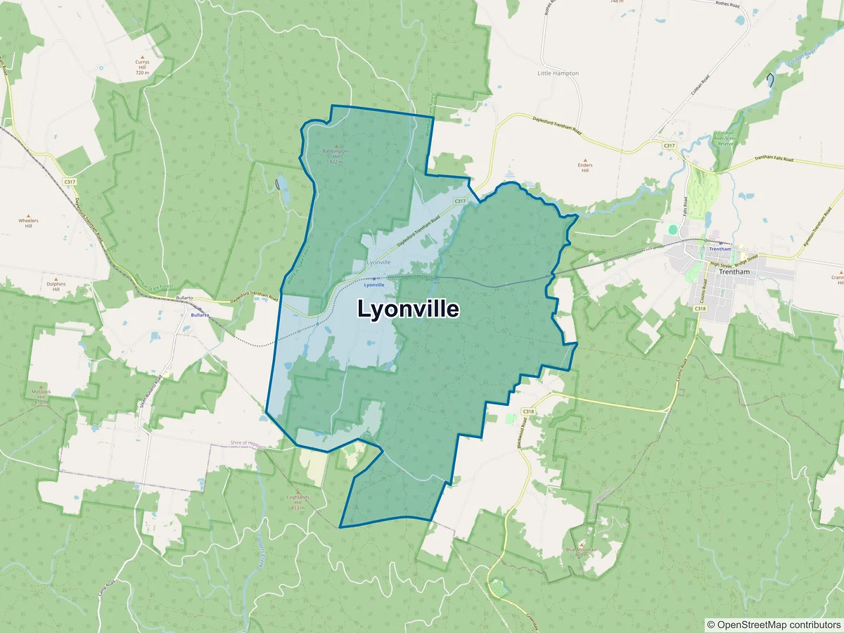 Map of Lyonville, VIC, Australia