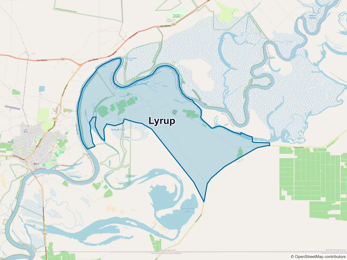 Map of Lyrup, SA, Australia