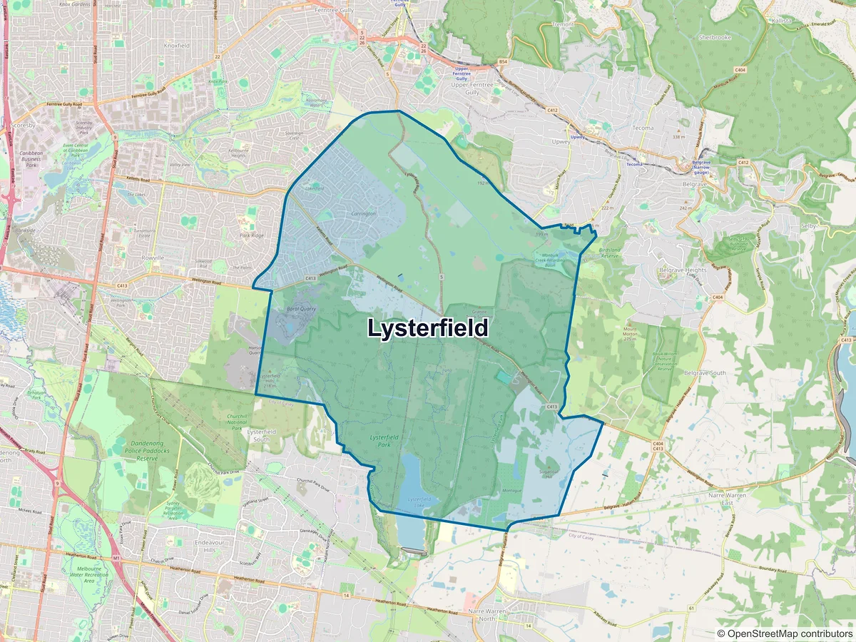 Map of Lysterfield, VIC, Australia