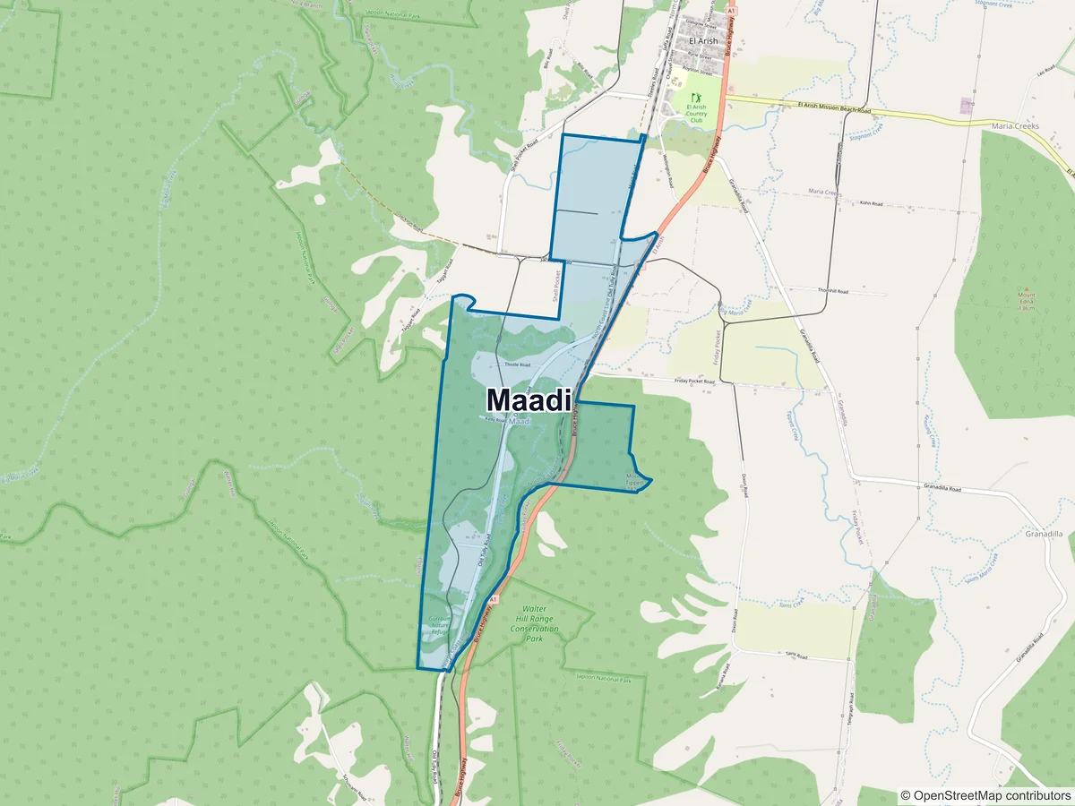 Map of Maadi, QLD, Australia