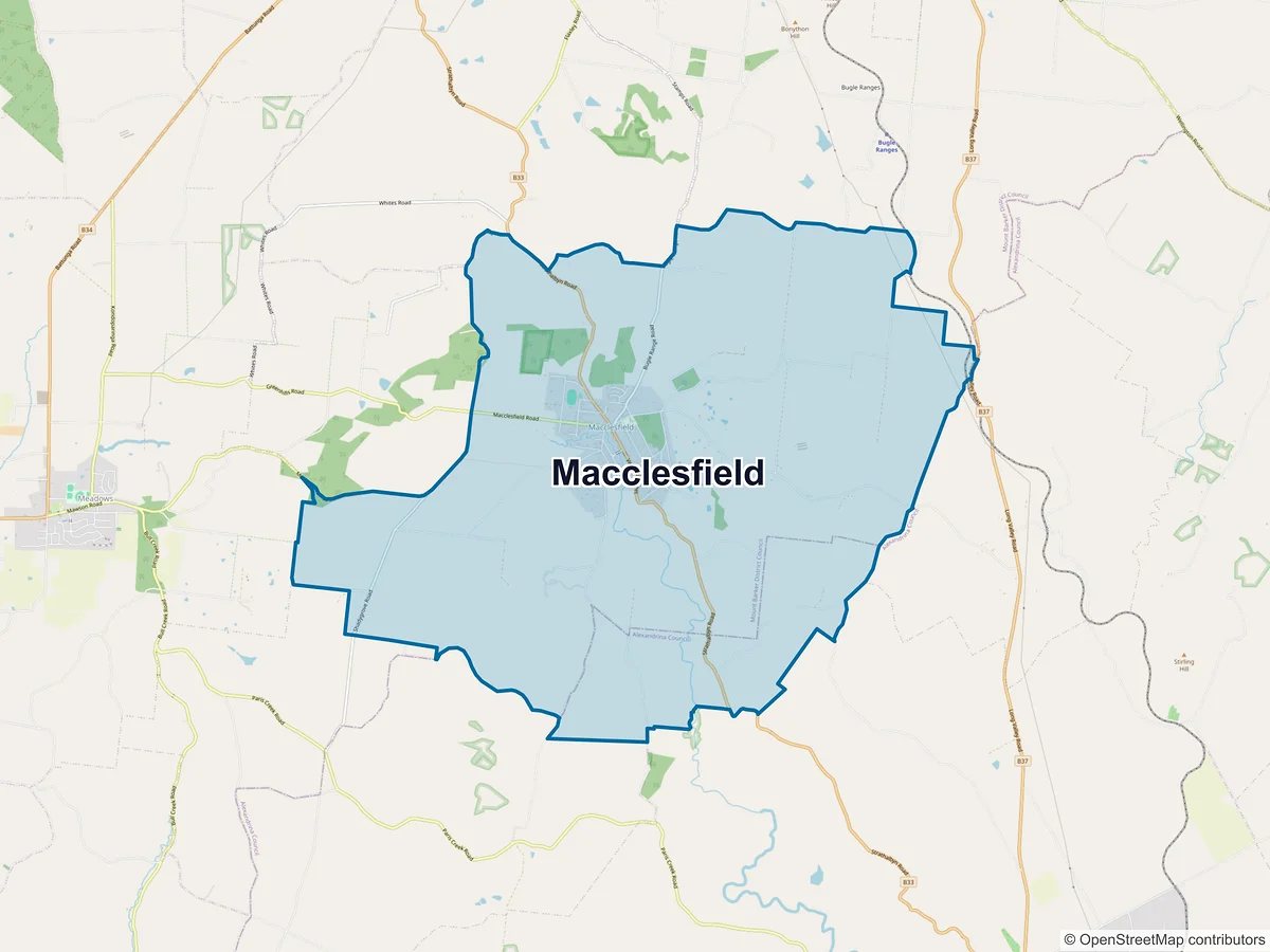 Map of Macclesfield, SA, Australia