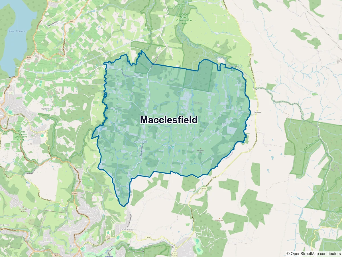 Map of Macclesfield, VIC, Australia