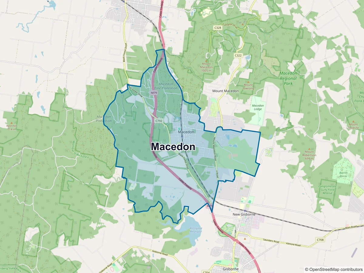 Map of Macedon, VIC, Australia