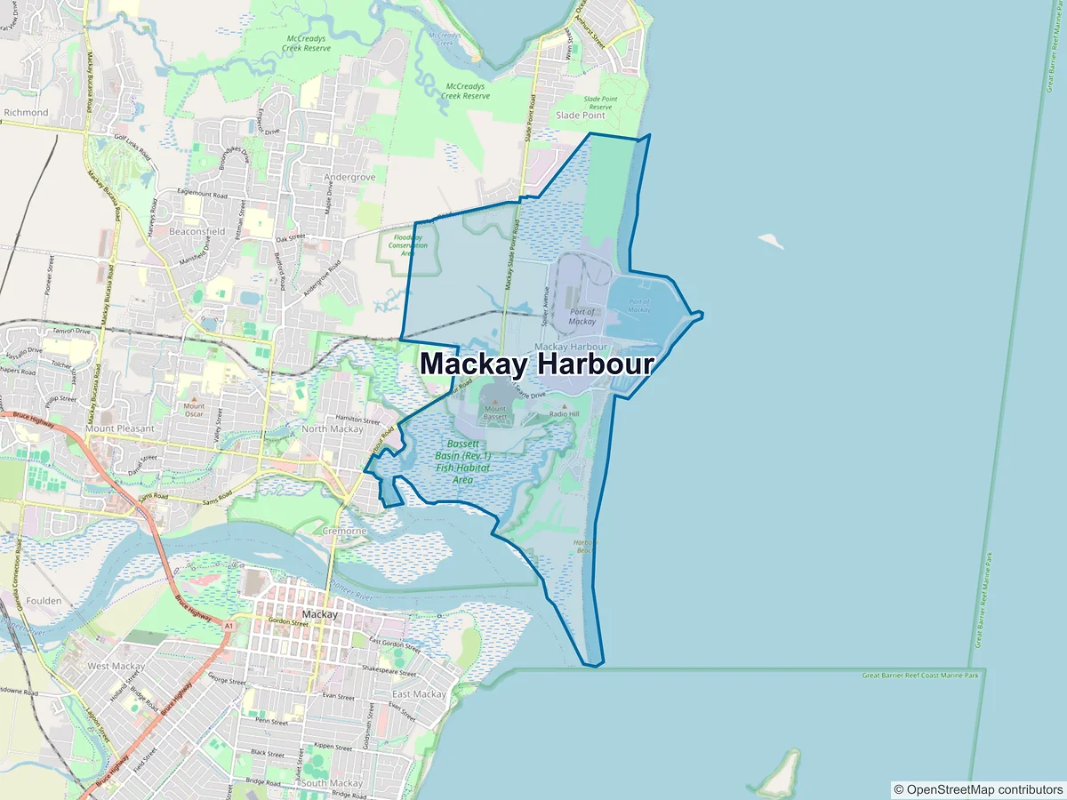 Map of Mackay Harbour, QLD, Australia
