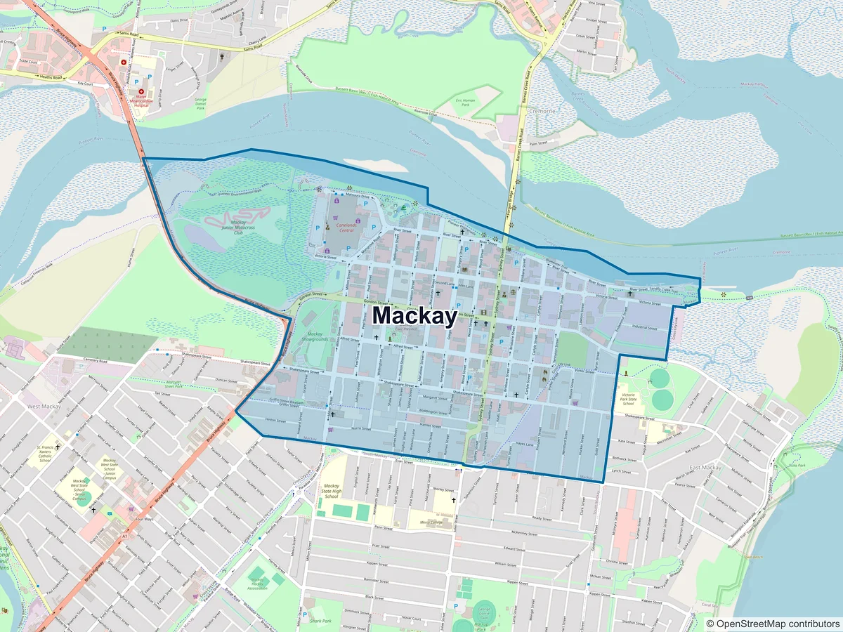 Map of Mackay, QLD, Australia