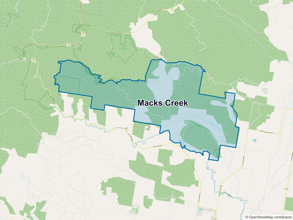Map of Macks Creek, VIC, Australia