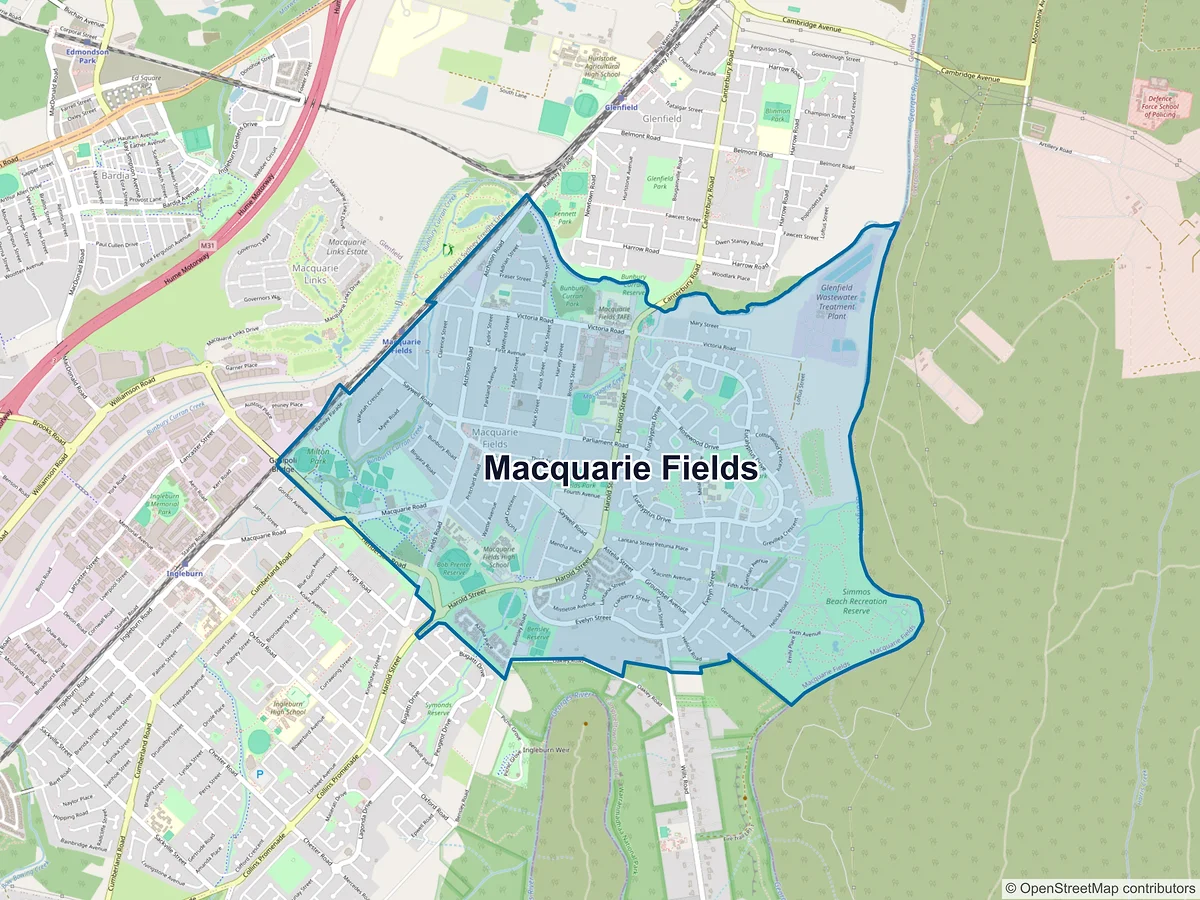 Map of Macquarie Fields, NSW, Australia