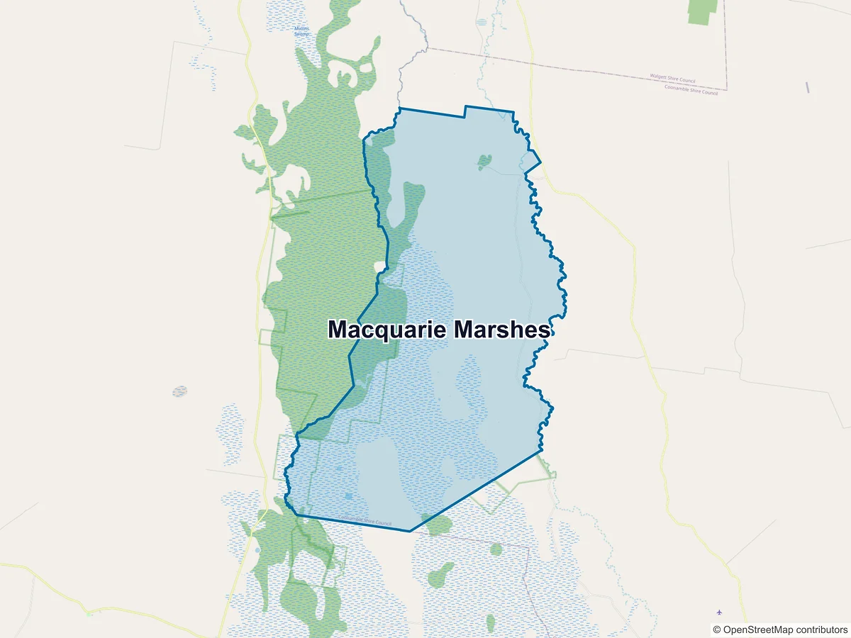 Map of Macquarie Marshes, NSW, Australia