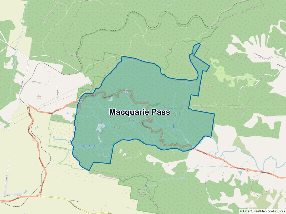 Map of Macquarie Pass, NSW, Australia