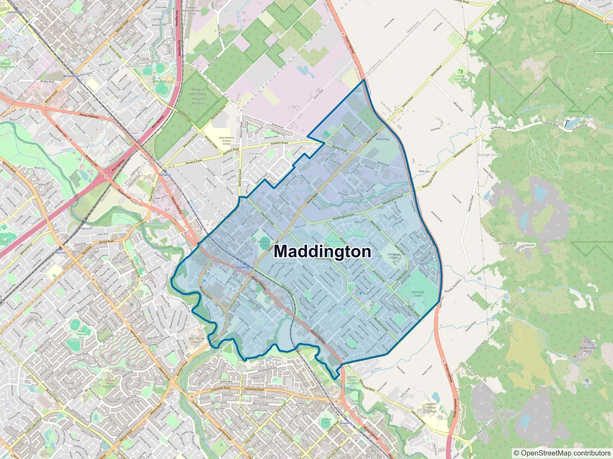 Map of Maddington, WA, Australia