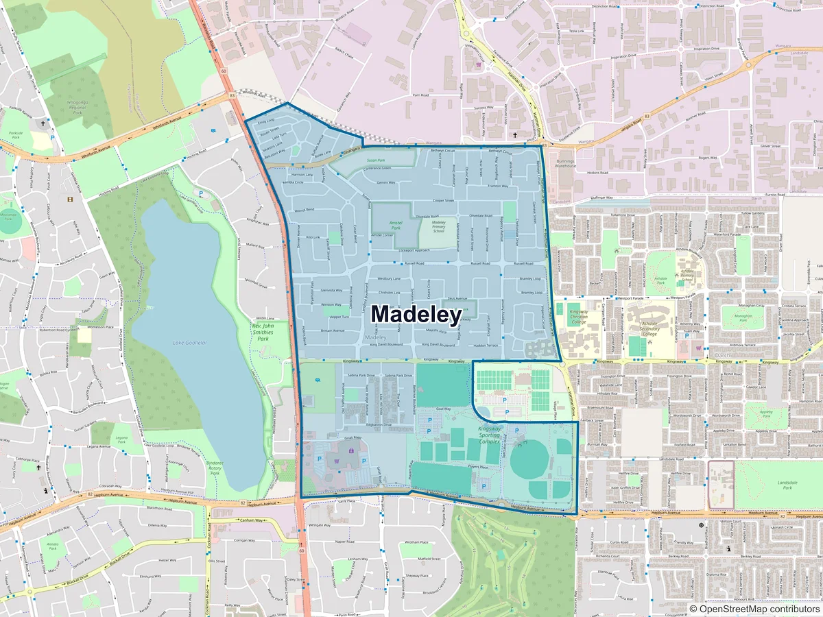 Map of Madeley, WA, Australia