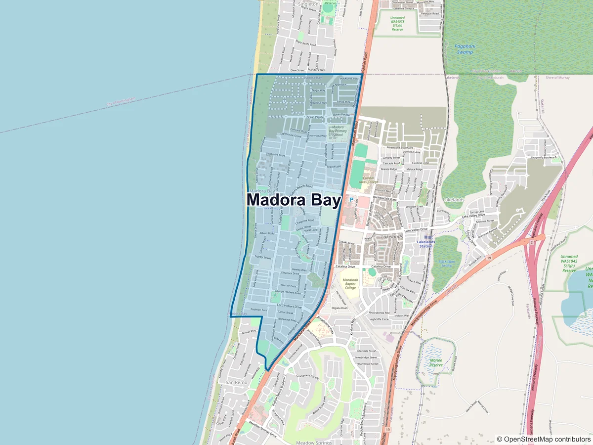 Map of Madora Bay, WA, Australia