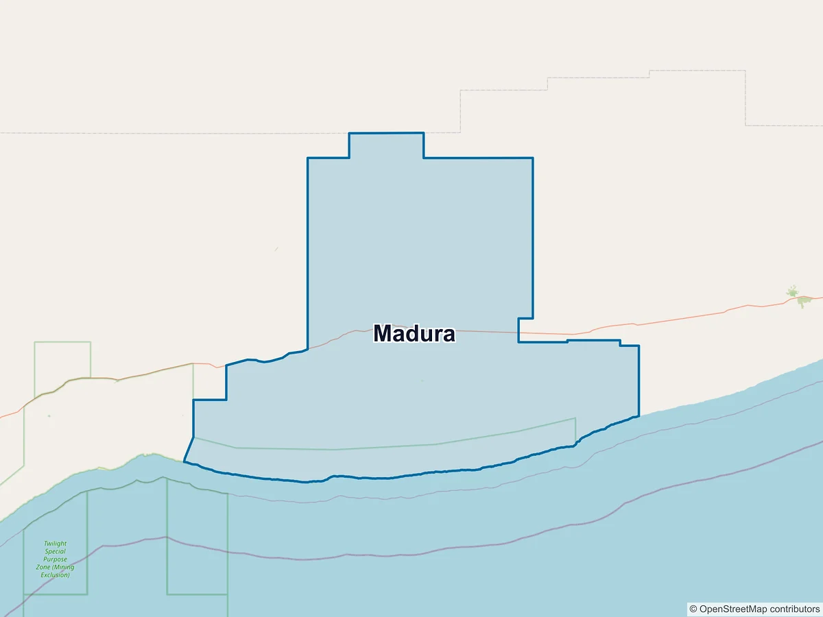 Map of Madura, WA, Australia