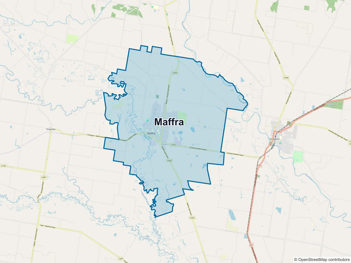 Map of Maffra, VIC, Australia