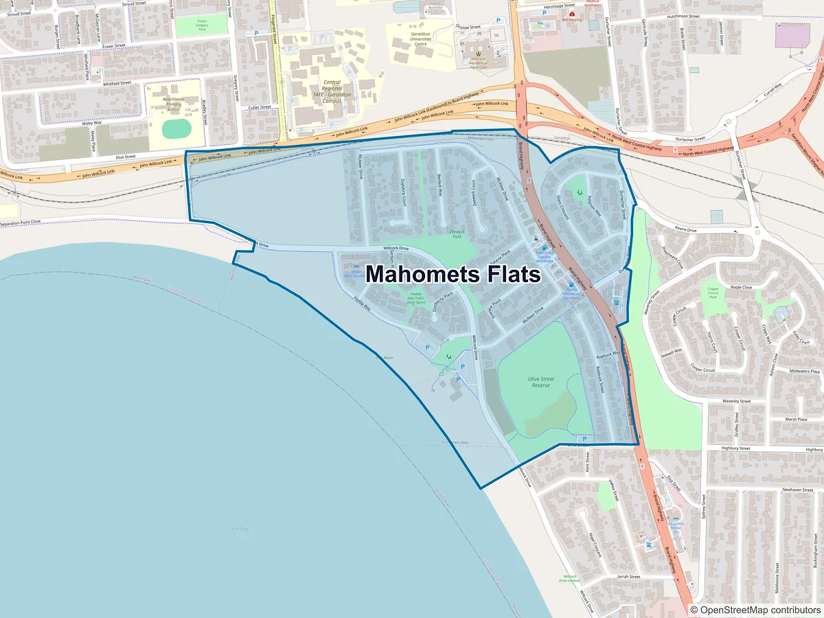 Map of Mahomets Flats, WA, Australia