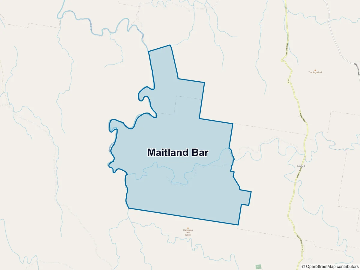 Map of Maitland Bar, NSW, Australia