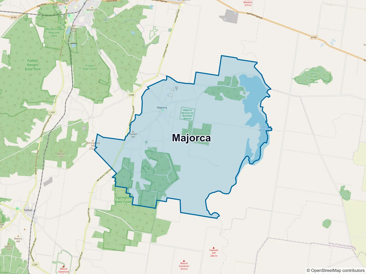 Map of Majorca, VIC, Australia