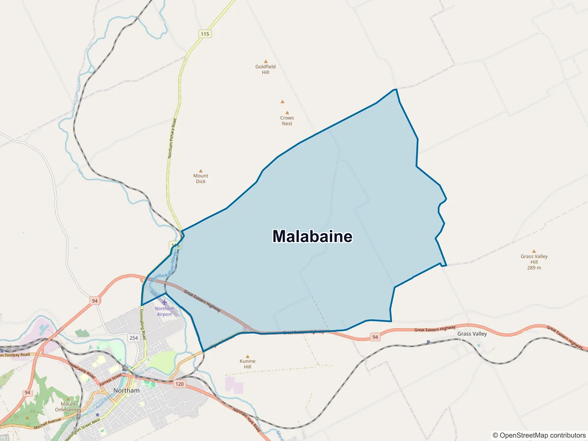 Map of Malabaine, WA, Australia